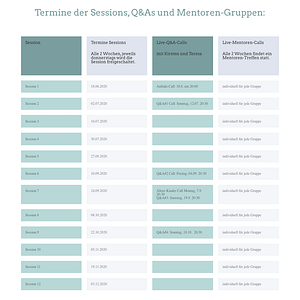 Transparents Onlinetraining Termine